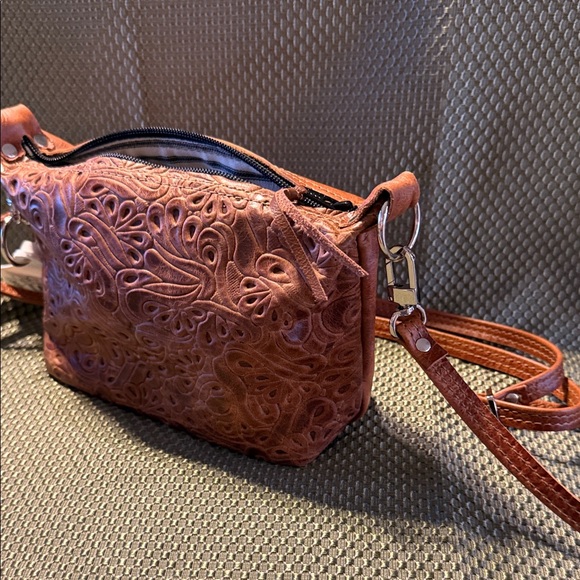 Holy Cow Couture Embossed Brown Shoulder Bag - Picture 4 of 9